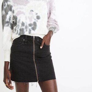 Madewell Rigid Denim A-Line Exposed Zip Mini Skirt in Lunar Wash Size 27 EUC